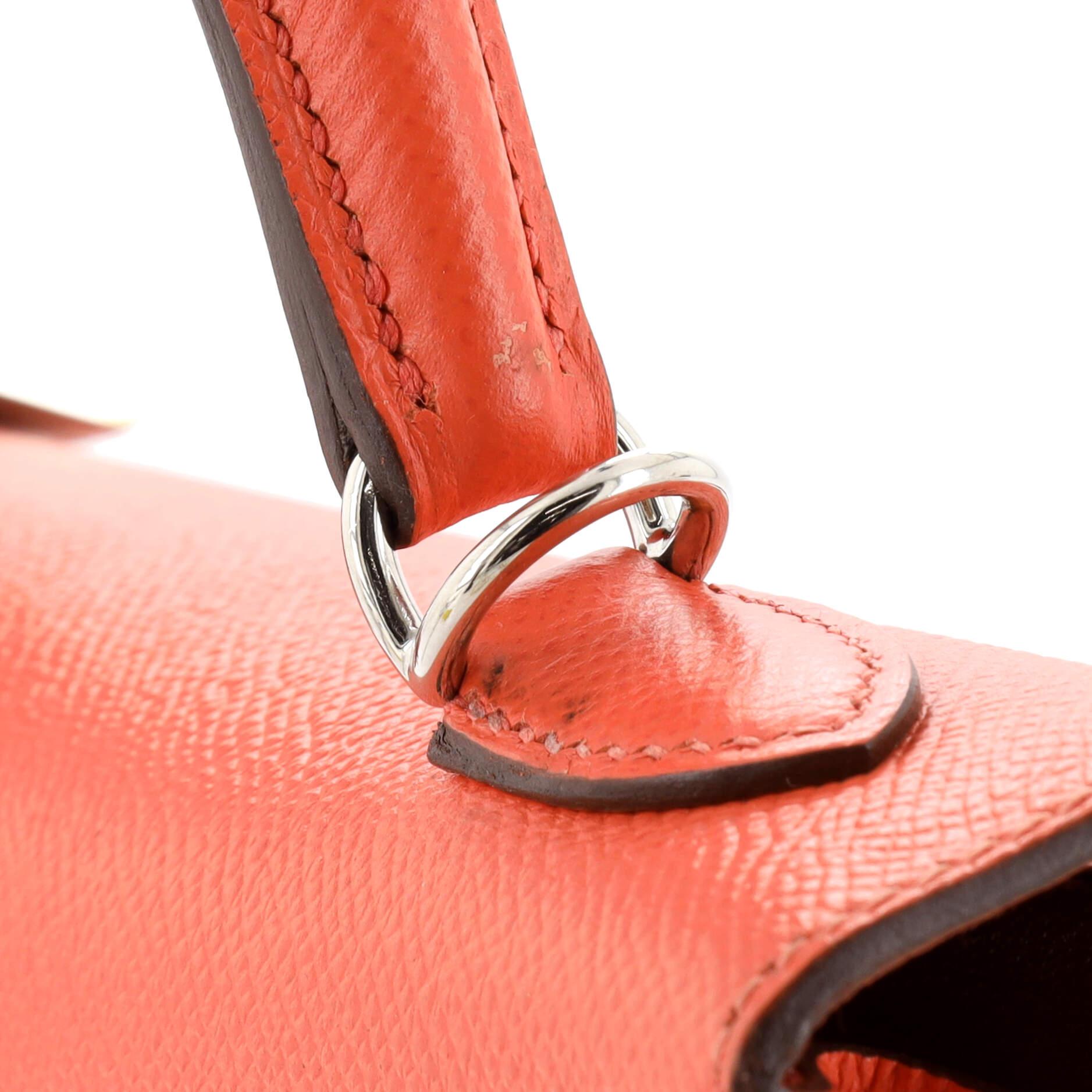 Hermes Kelly Handbag Rose Jaipur Epsom with Palladium Hardware 25 For Sale 4