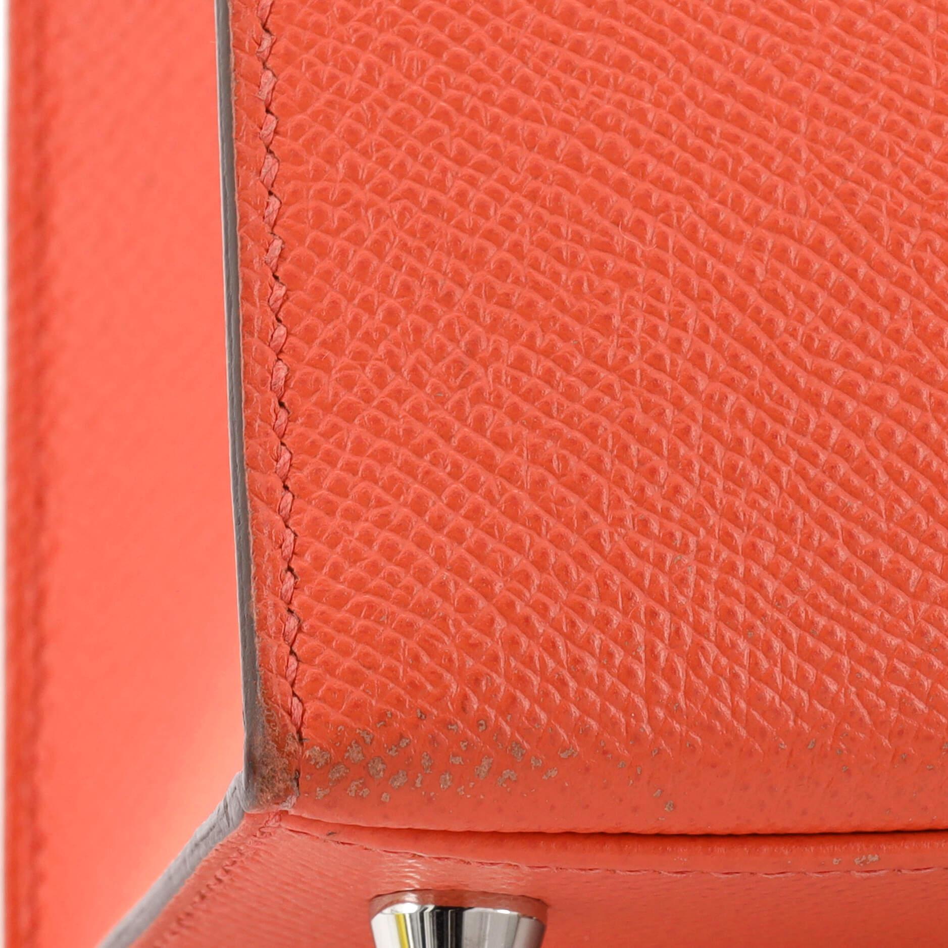 Hermes Kelly Handbag Rose Jaipur Epsom with Palladium Hardware 25 For Sale 5