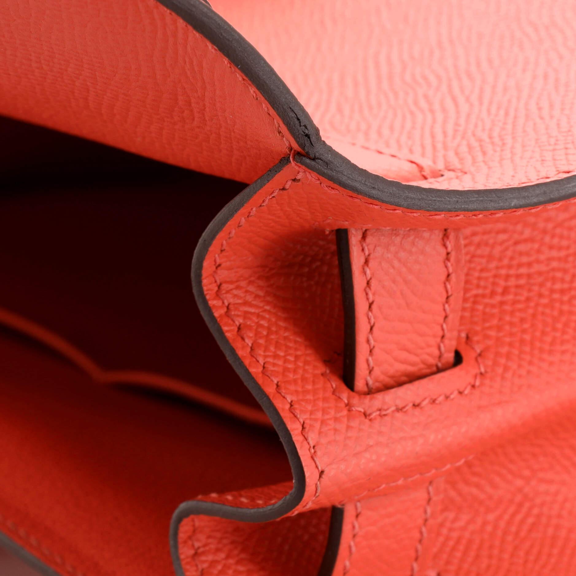 Hermes Kelly Handbag Rose Jaipur Epsom with Palladium Hardware 28 For Sale 6