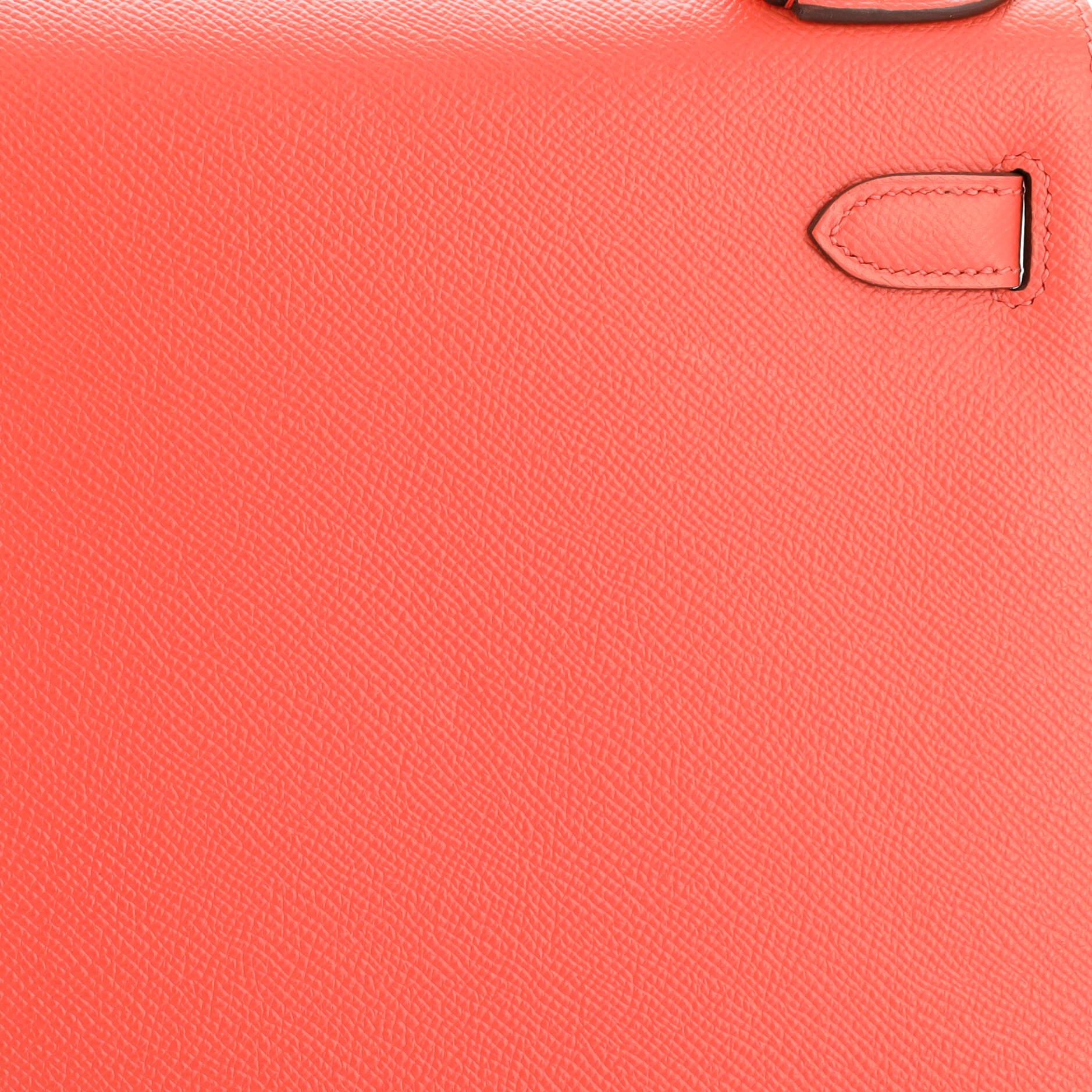 Hermes Kelly Handbag Rose Jaipur Epsom with Palladium Hardware 28 For Sale 8