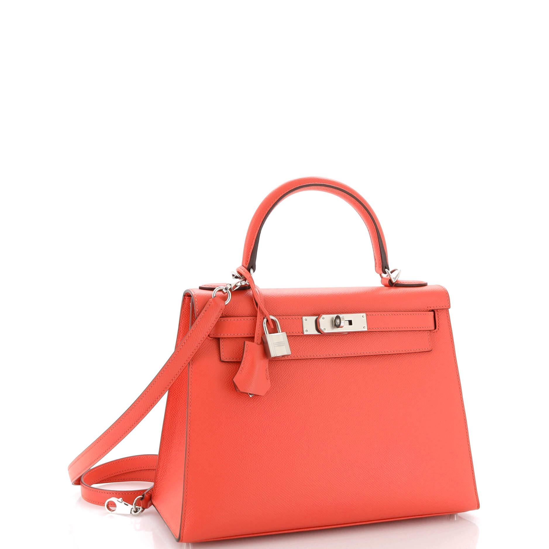 Hermes Kelly Handbag Rose Jaipur Epsom with Palladium Hardware 28 In Fair Condition For Sale In NY, NY