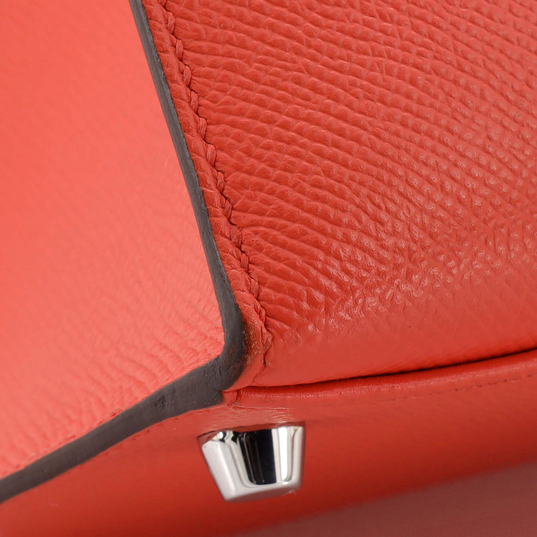 Hermes Kelly Handbag Rose Jaipur Epsom with Palladium Hardware 28 For Sale 4
