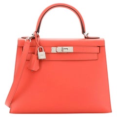 Hermes Kelly Handbag Rose Jaipur Epsom with Palladium Hardware 28