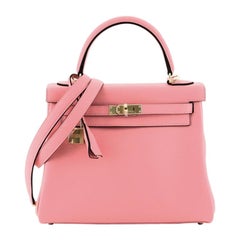 Hermes Kelly 25 Sellier Bag Pink Rose Confetti Palladium Hardware Epso –  Mightychic