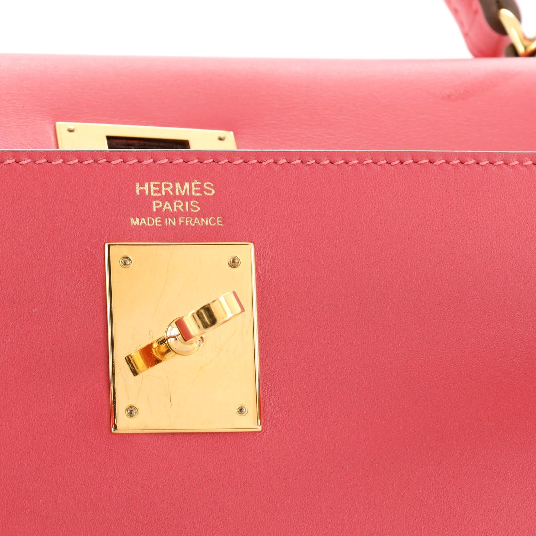 Hermes Kelly Handbag Rose Lipstick Tadelakt with Gold Hardware 32 For Sale 5