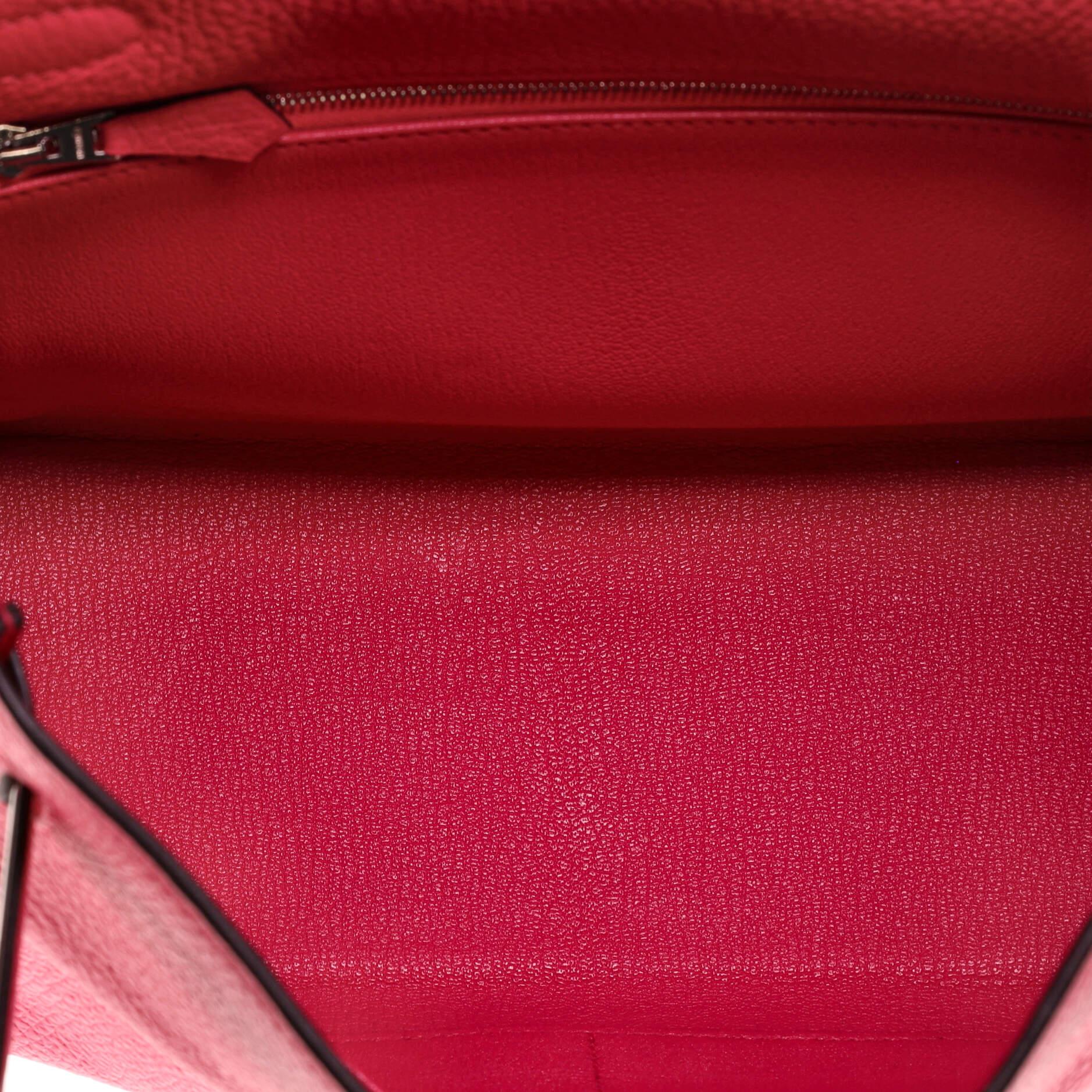 Hermes Kelly Handbag Rose Mexico Clemence with Palladium Hardware 28 1