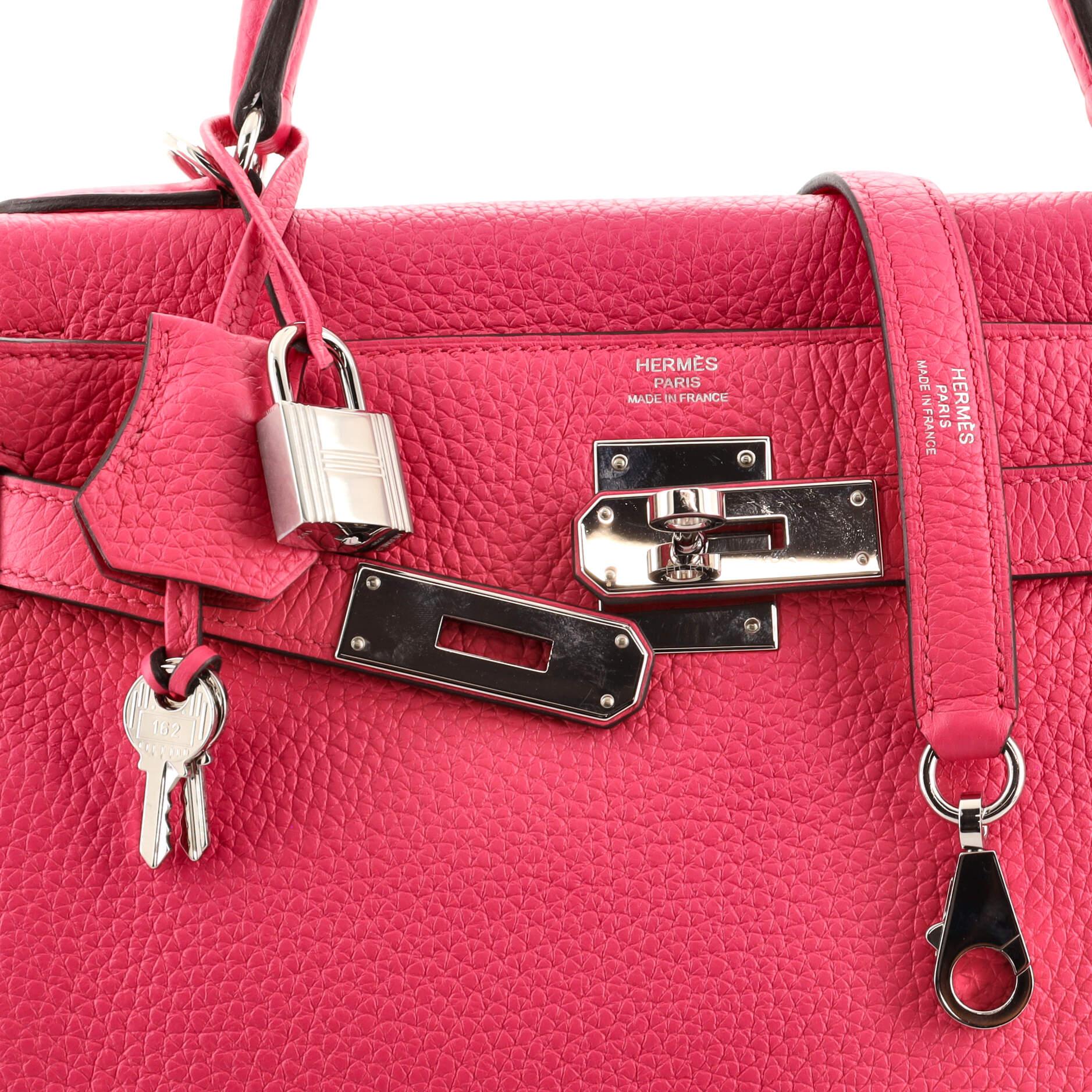 Hermes Kelly Handbag Rose Mexico Clemence with Palladium Hardware 28 2