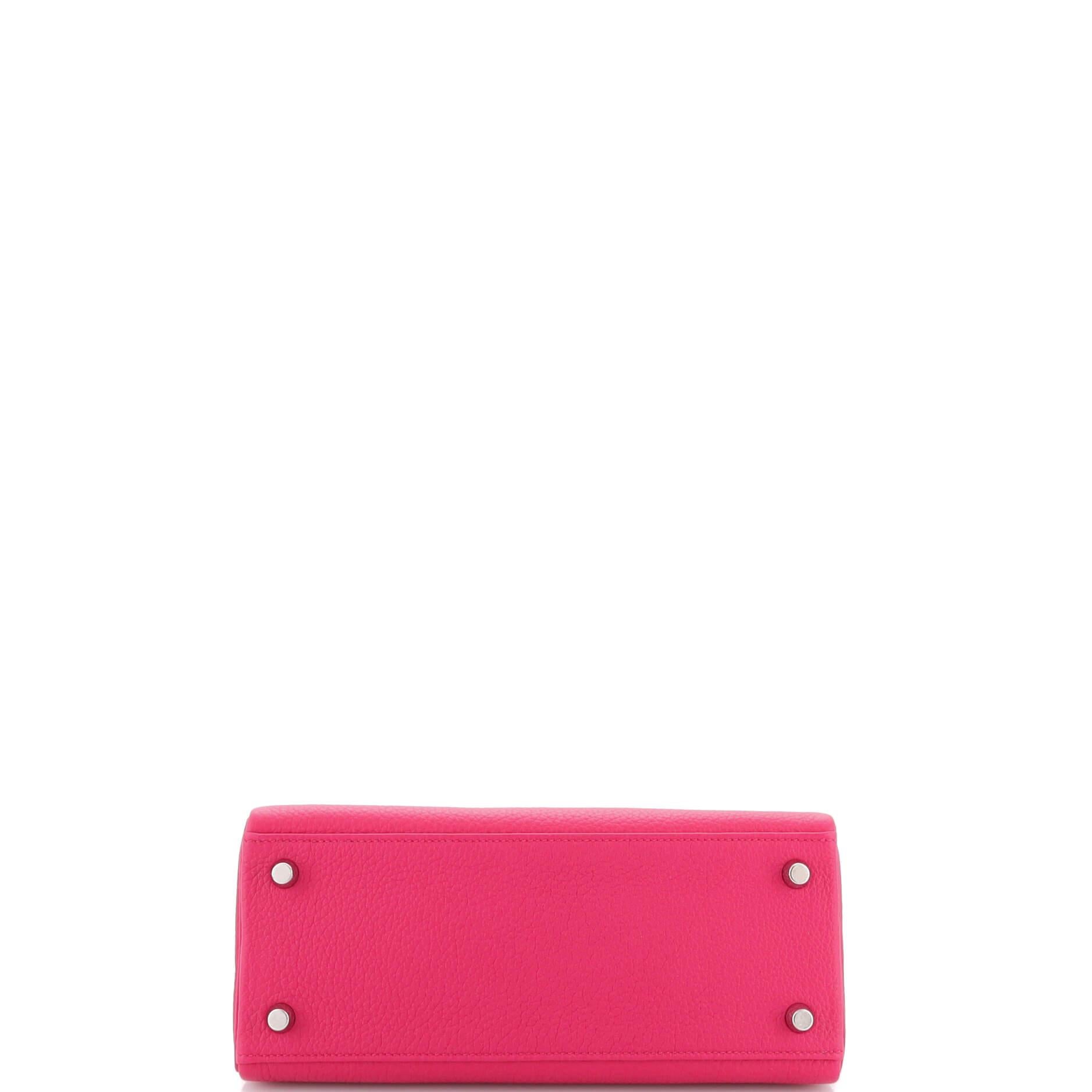 Hermes Kelly Handbag Rose Pop Togo with Palladium Hardware 25 For Sale 1