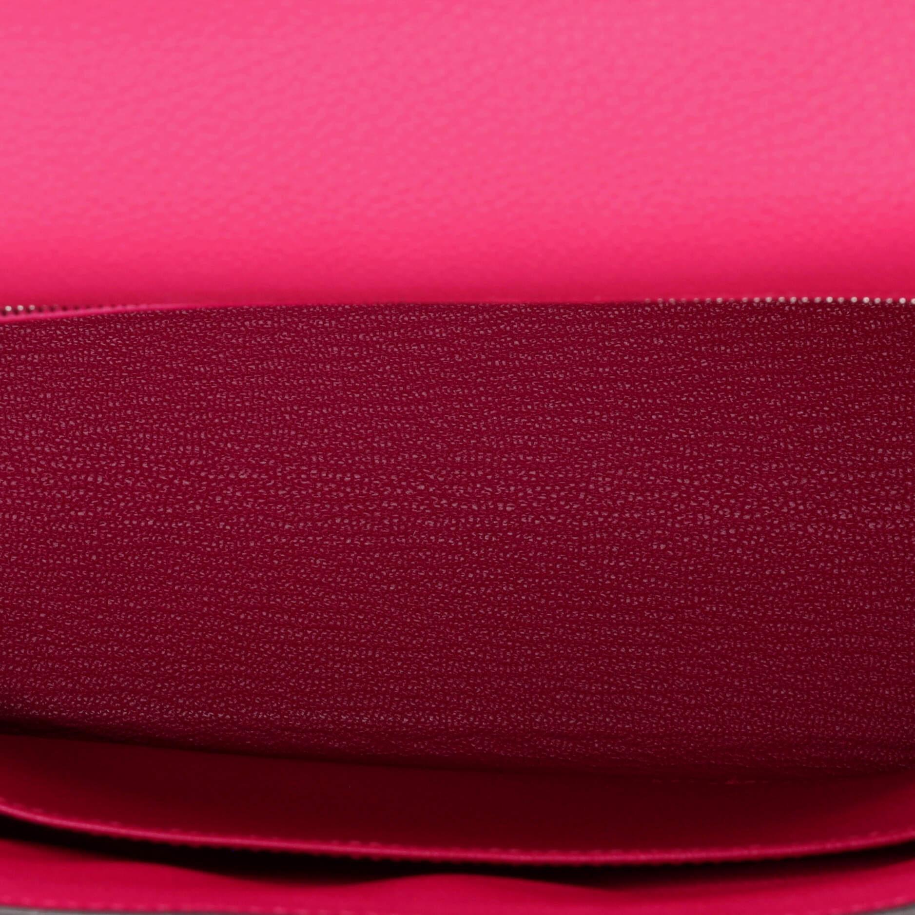 Hermes Kelly Handbag Rose Pop Togo with Palladium Hardware 25 For Sale 2