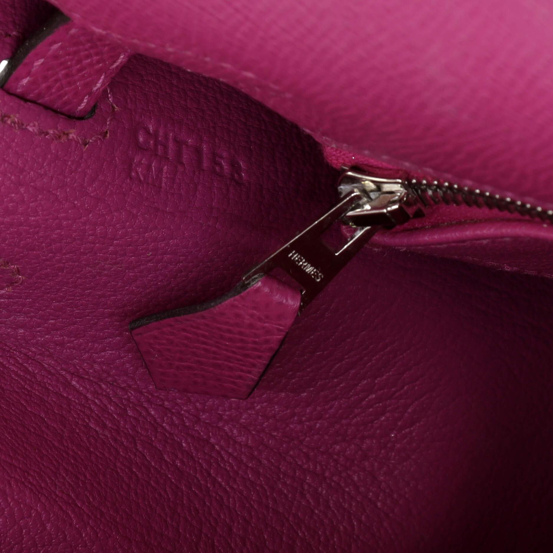 Hermes Kelly Handbag Rose Pourpre Epsom with Palladium Hardware 25 7