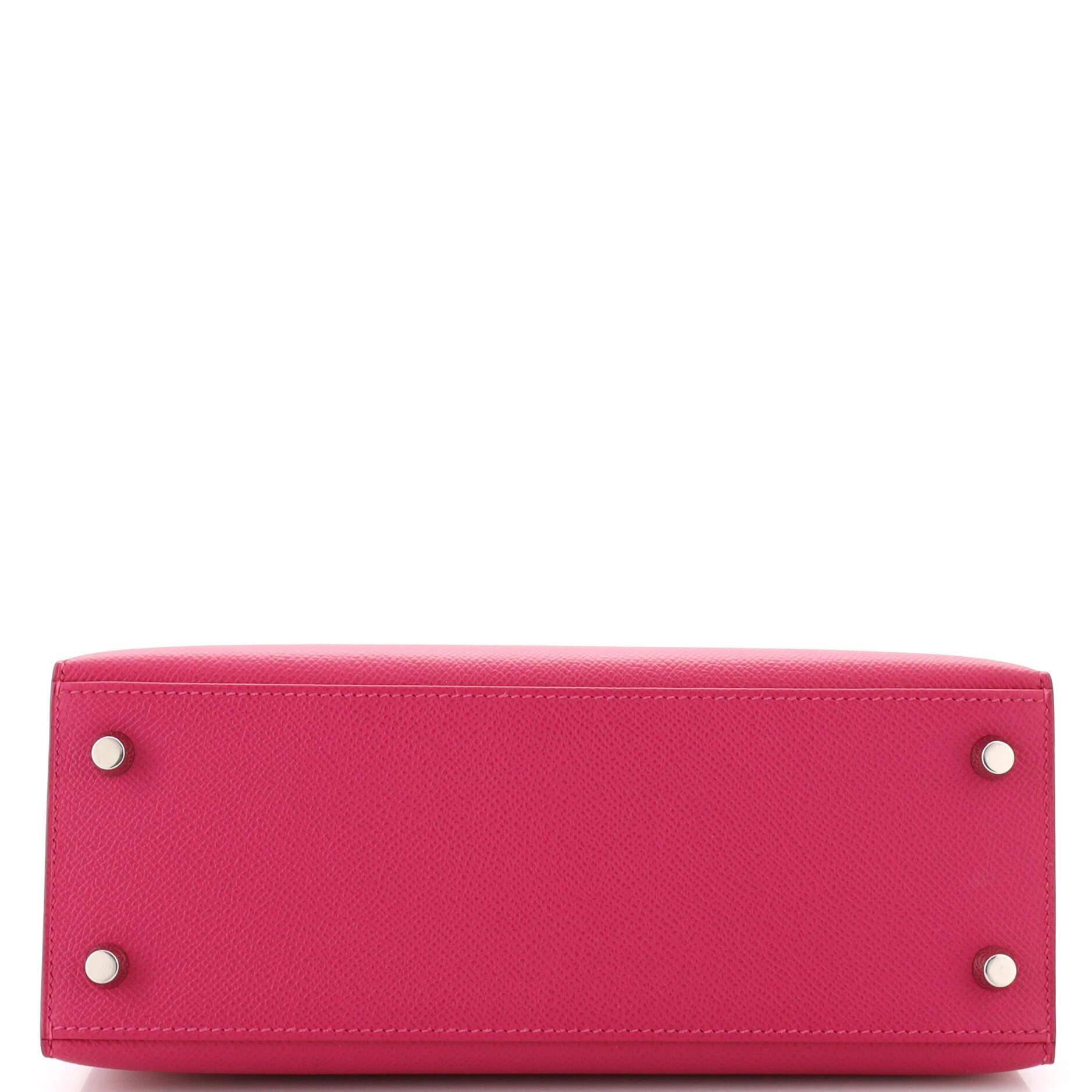 Hermes Kelly Handbag Rose Pourpre Epsom with Palladium Hardware 25 1