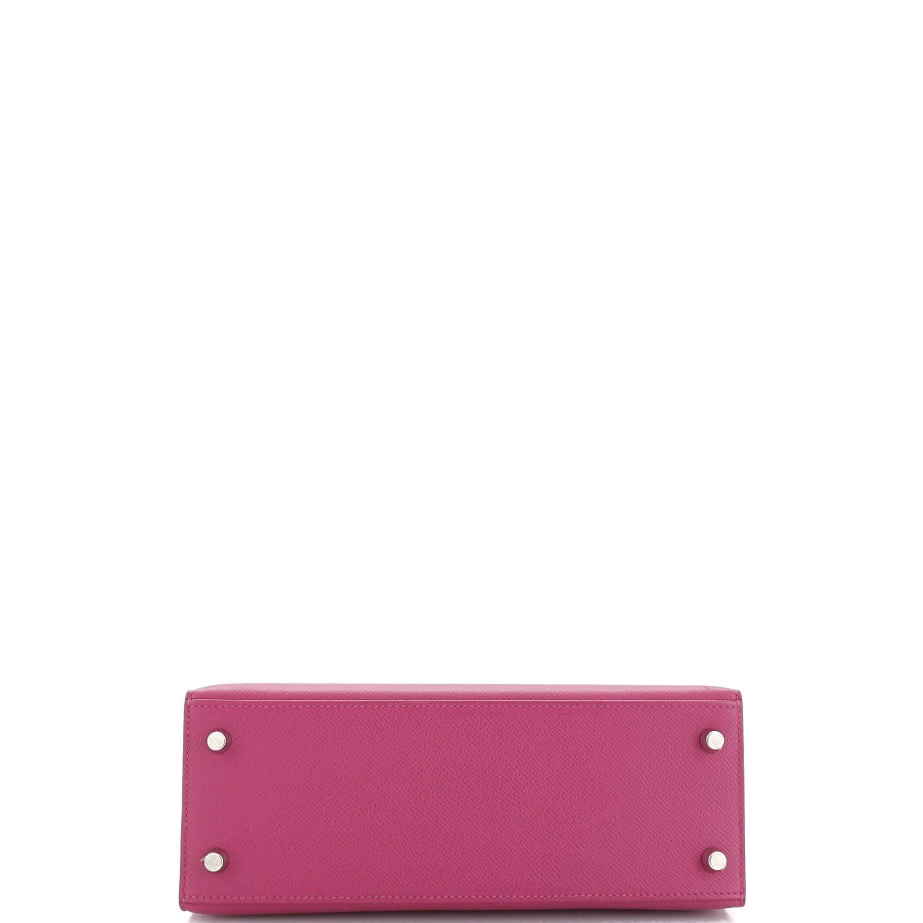 Hermes Kelly Handbag Rose Pourpre Epsom with Palladium Hardware 25 1