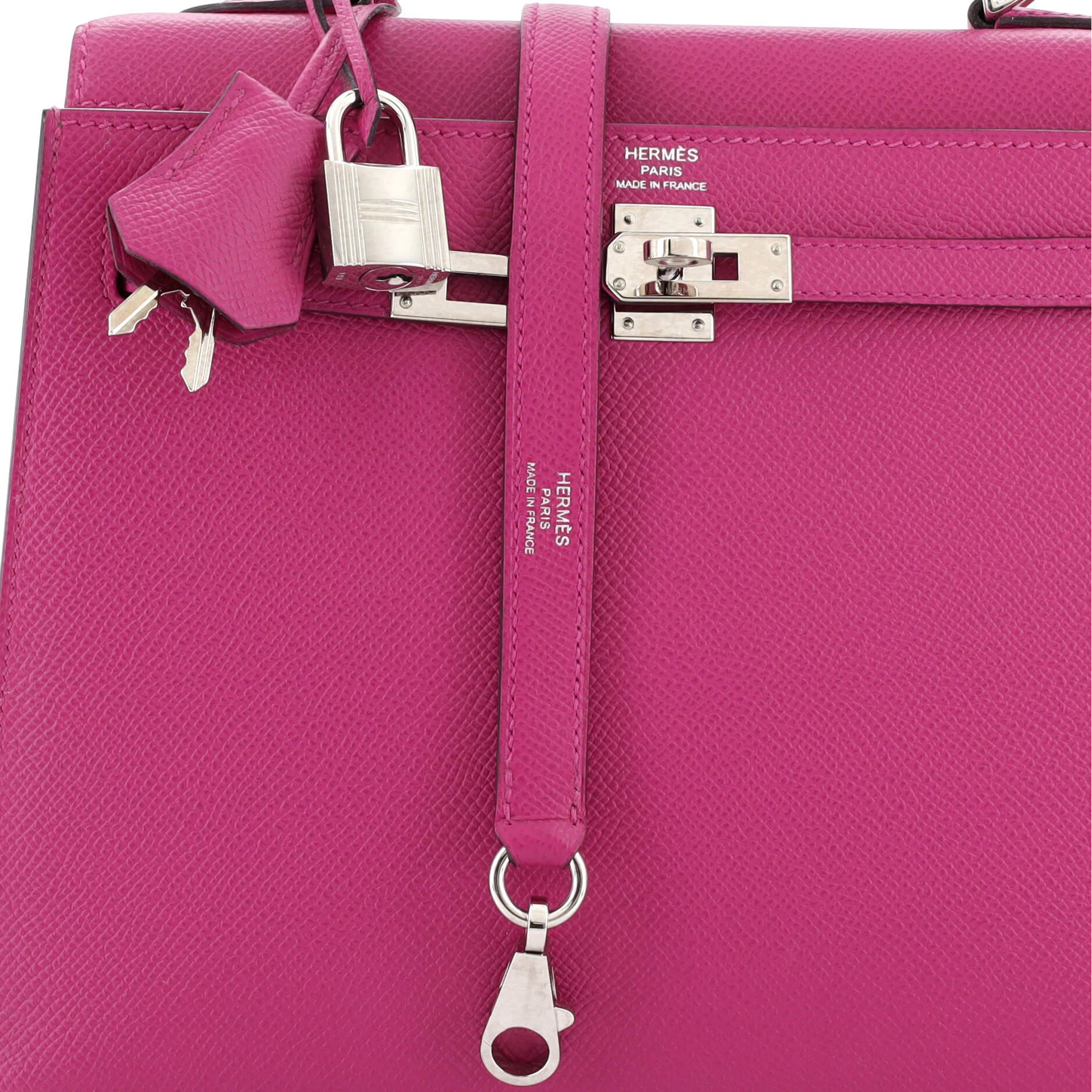 Hermes Kelly Handbag Rose Pourpre Epsom with Palladium Hardware 25 2