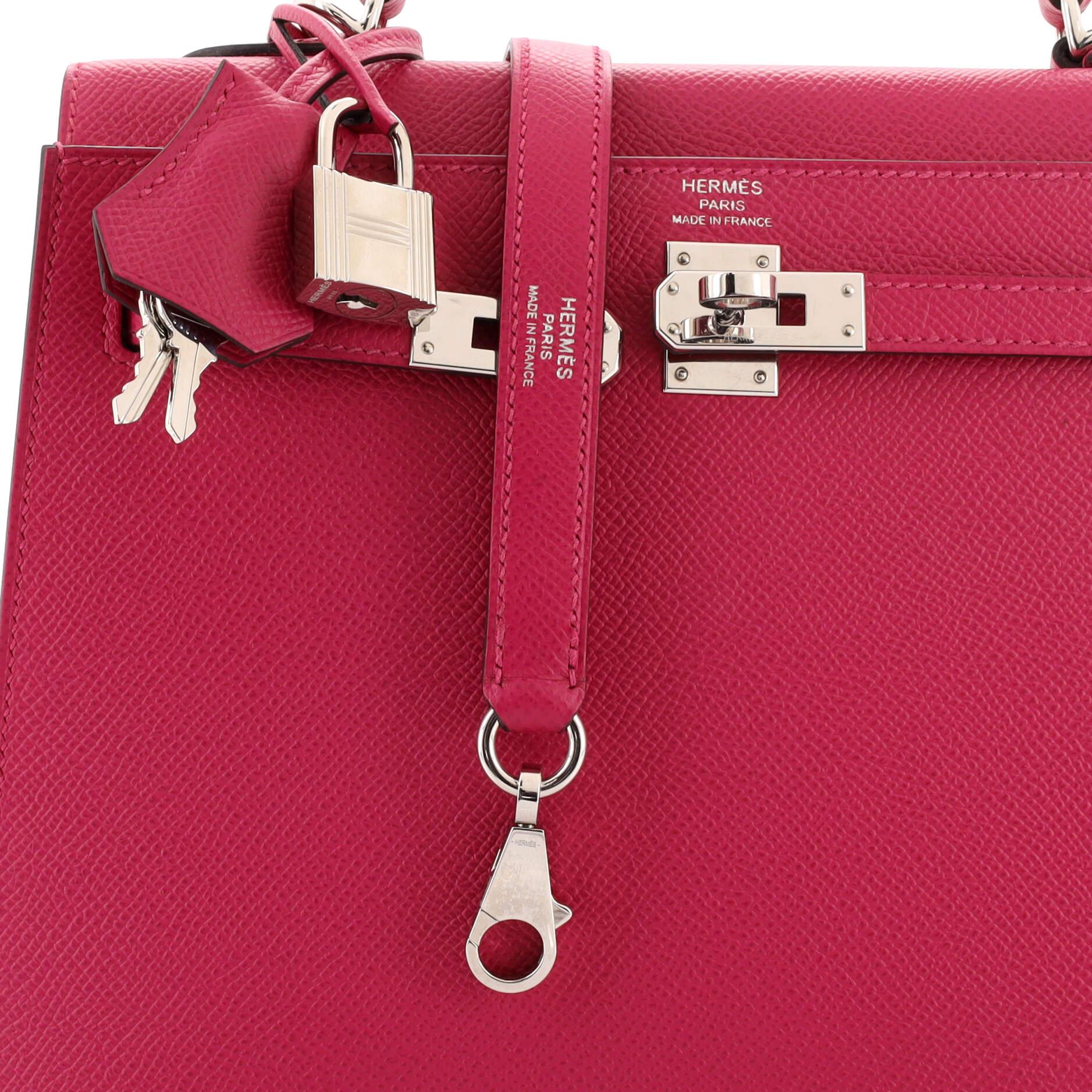 Hermes Kelly Handbag Rose Pourpre Epsom with Palladium Hardware 25 3