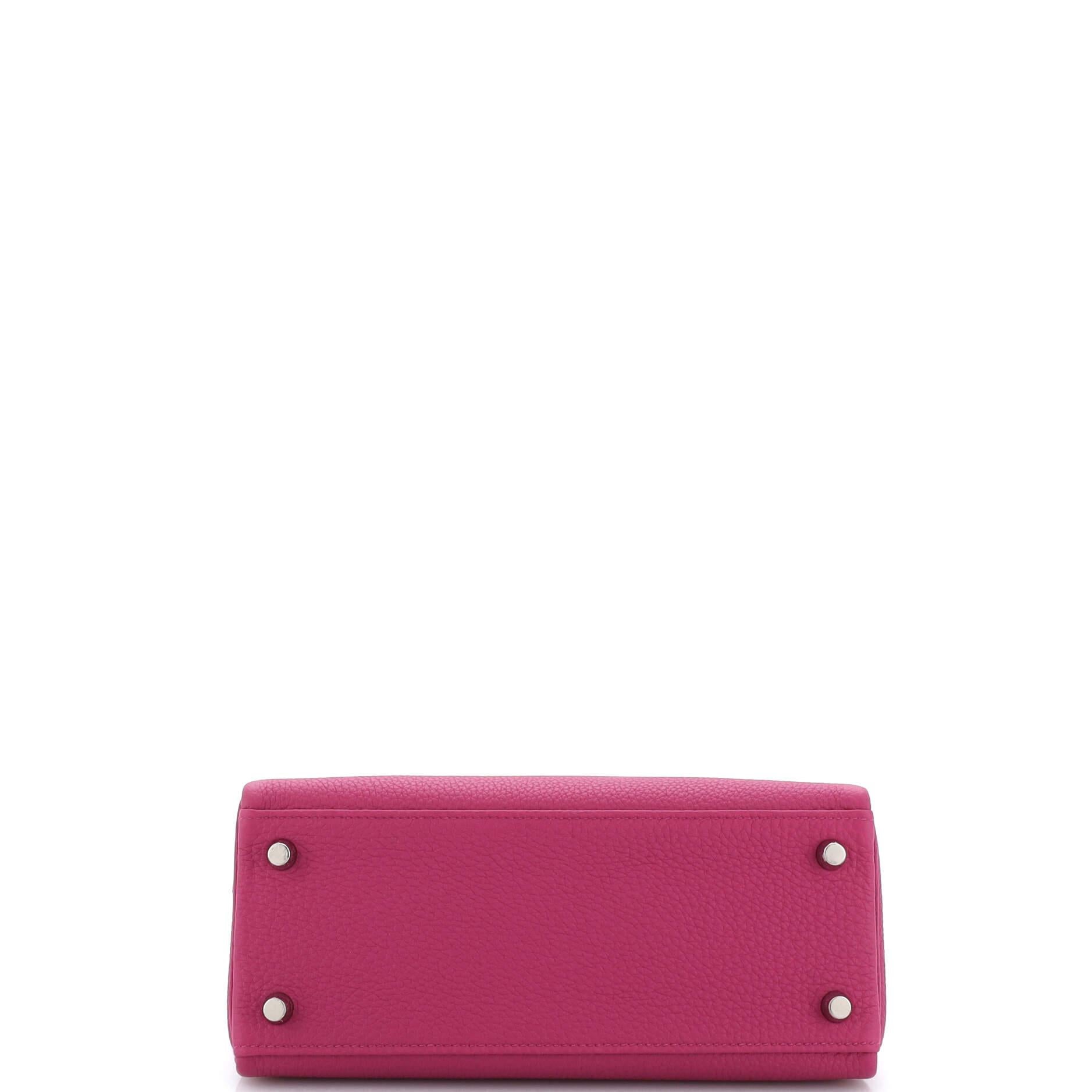 Hermes Kelly Handbag Rose Pourpre Togo with Palladium Hardware 25 1