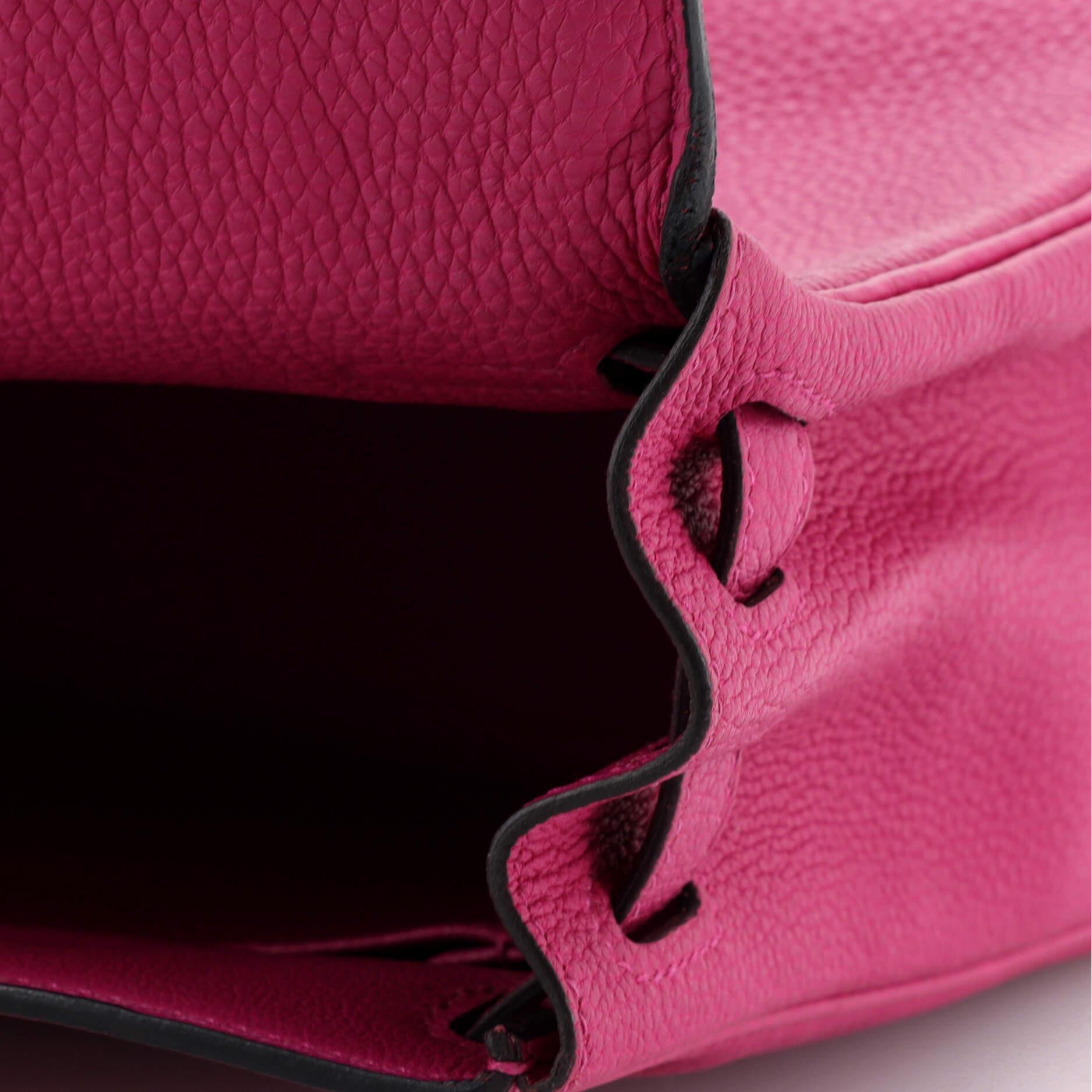 Hermes Kelly Handbag Rose Pourpre Togo with Palladium Hardware 25 For Sale 3