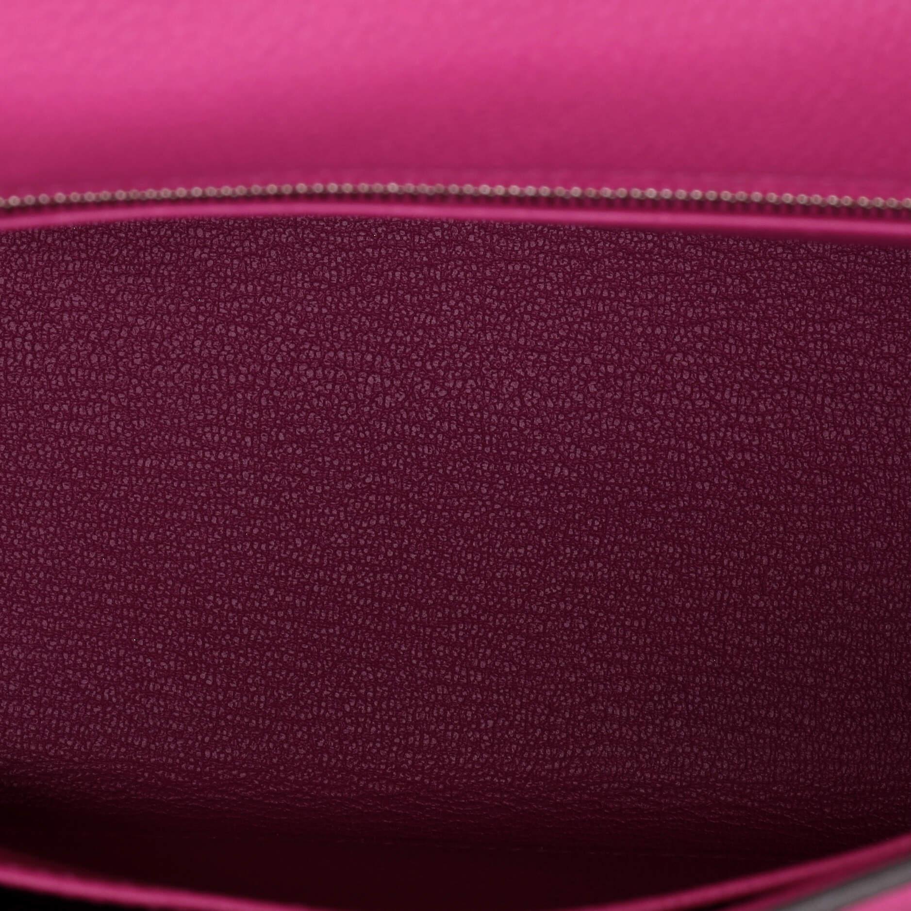 Hermes Kelly Handbag Rose Pourpre Togo with Palladium Hardware 25 2