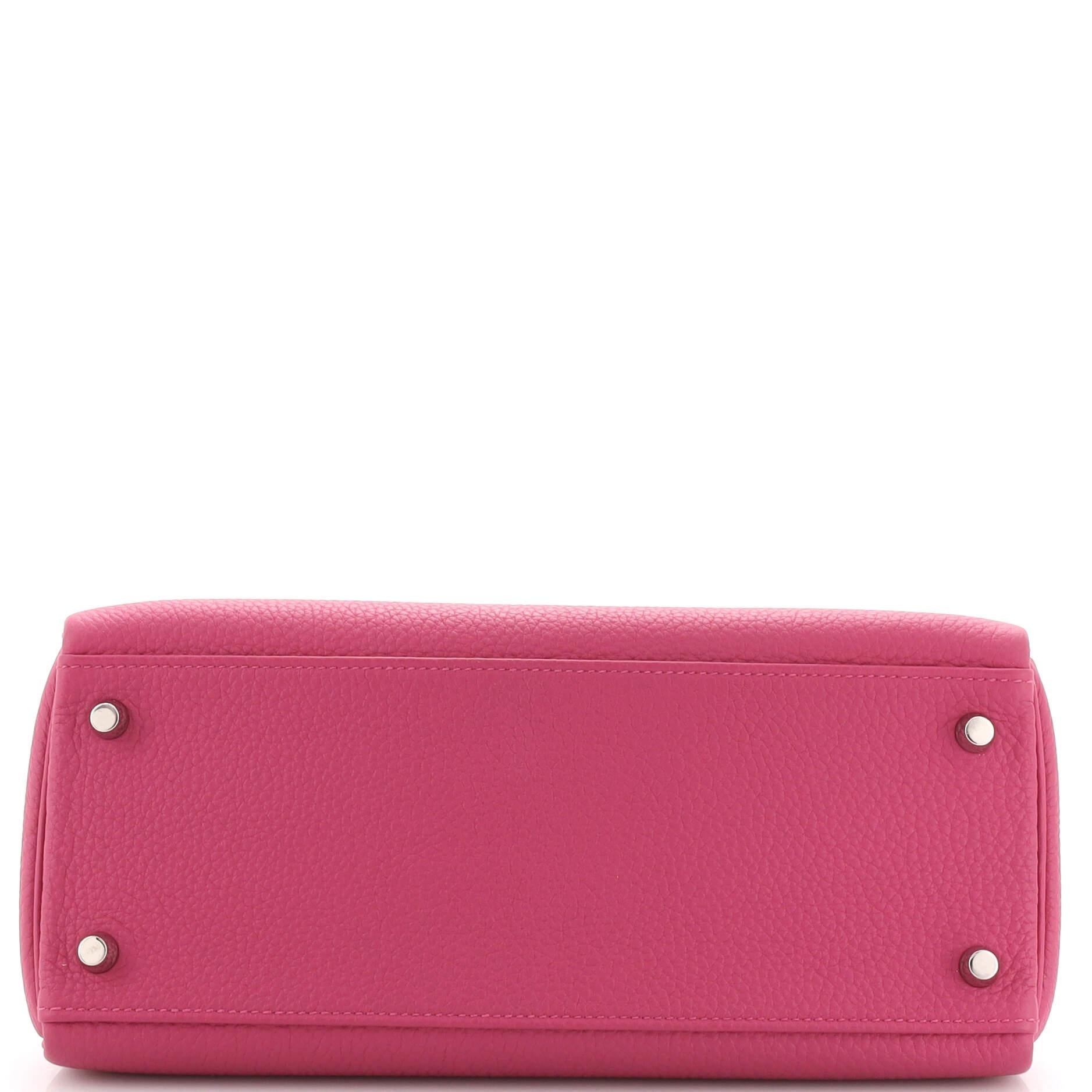 Hermes Kelly Handbag Rose Pourpre Togo with Palladium Hardware 28 1
