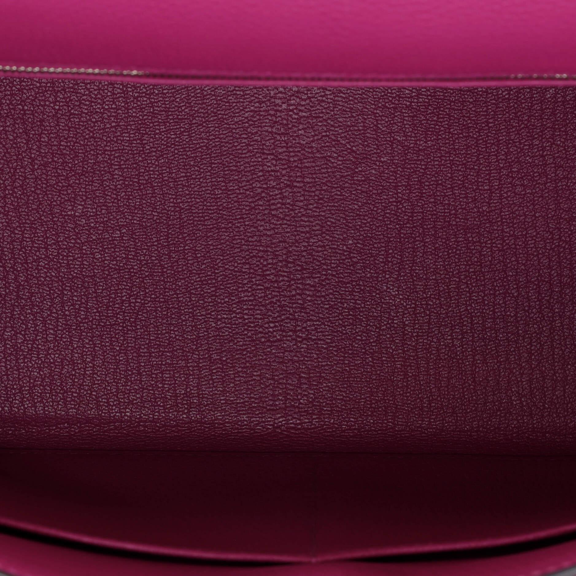 Hermes Kelly Handbag Rose Pourpre Togo with Palladium Hardware 28 For Sale 2
