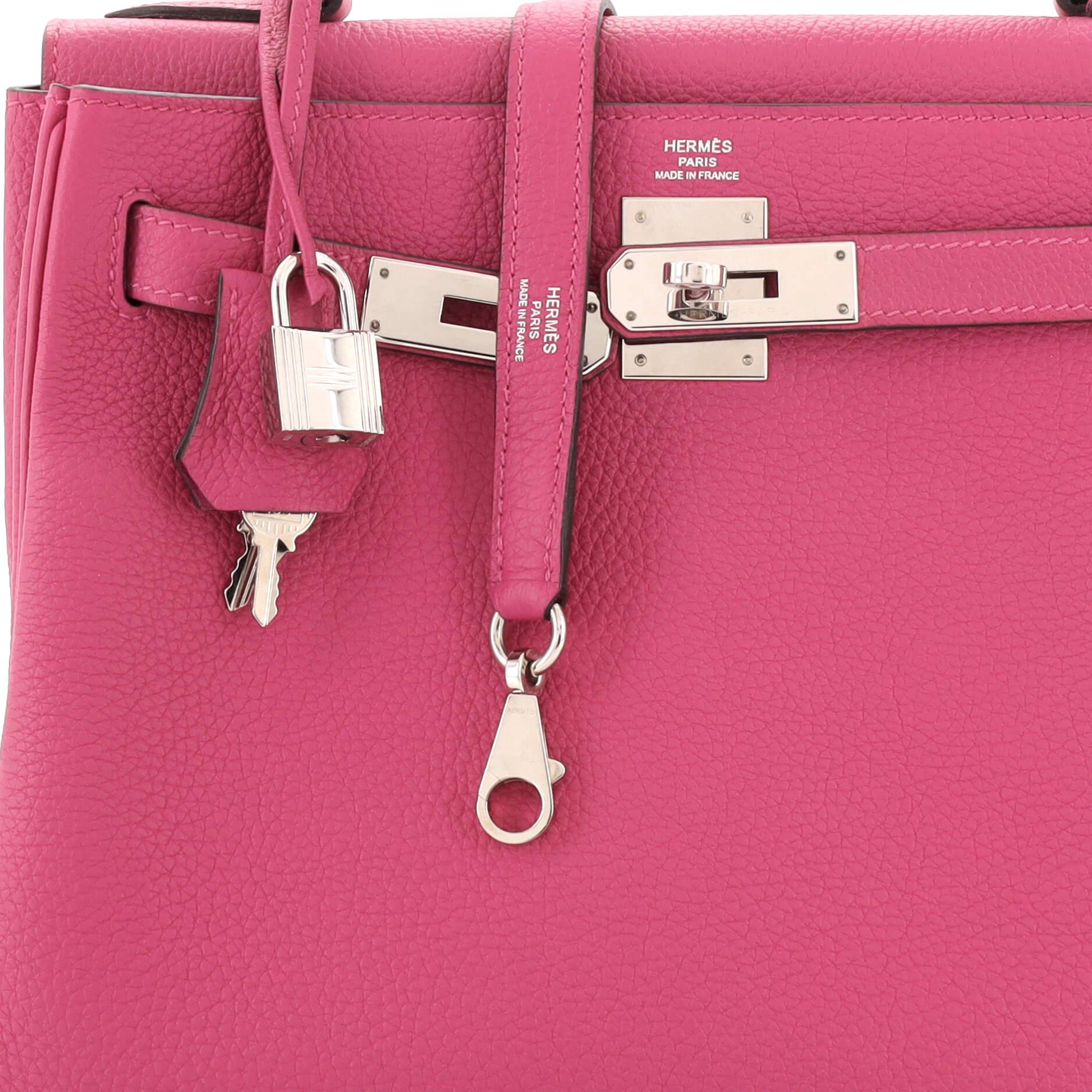 Hermes Kelly Handbag Rose Pourpre Togo with Palladium Hardware 28 3