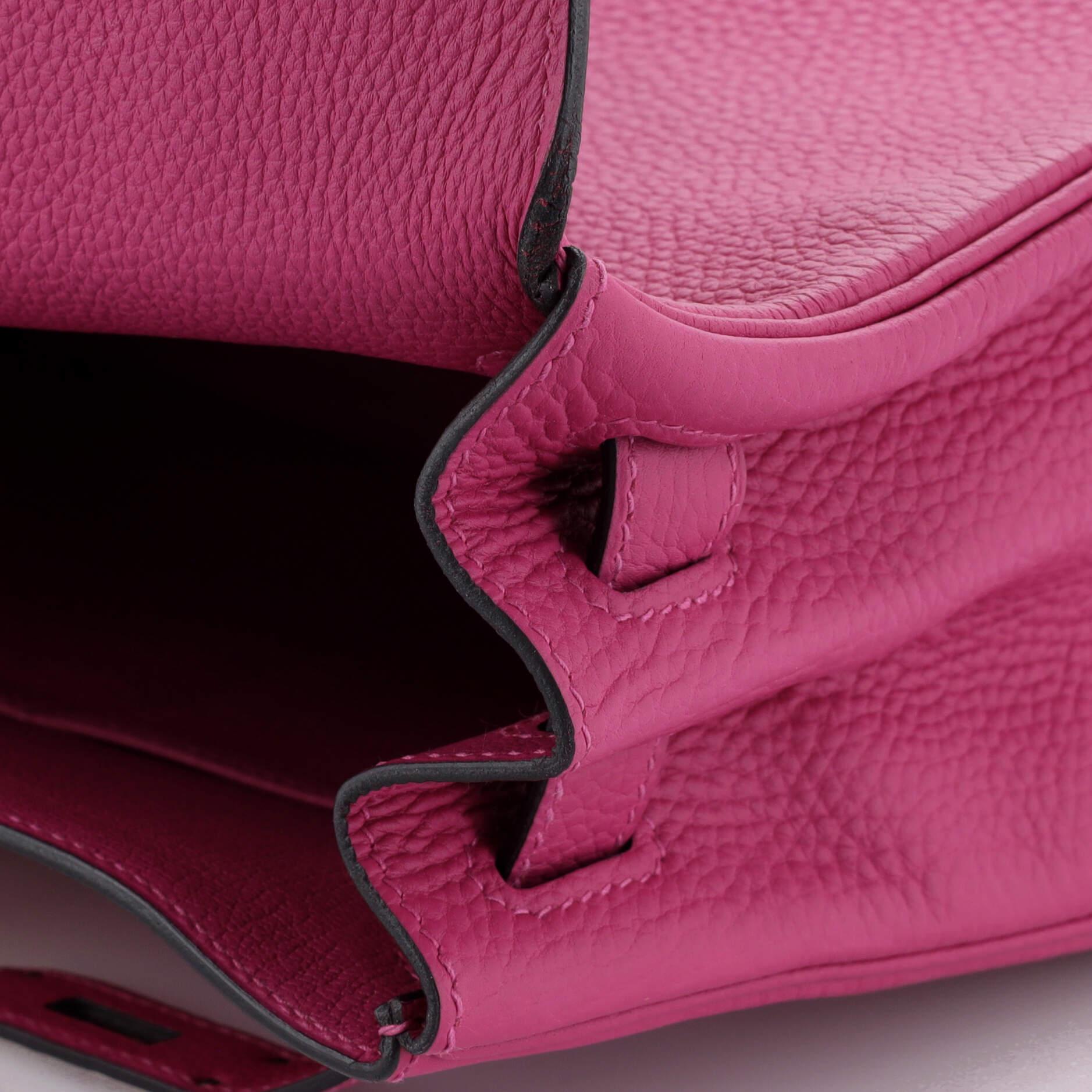 Hermes Kelly Handbag Rose Pourpre Togo with Palladium Hardware 28 For Sale 4