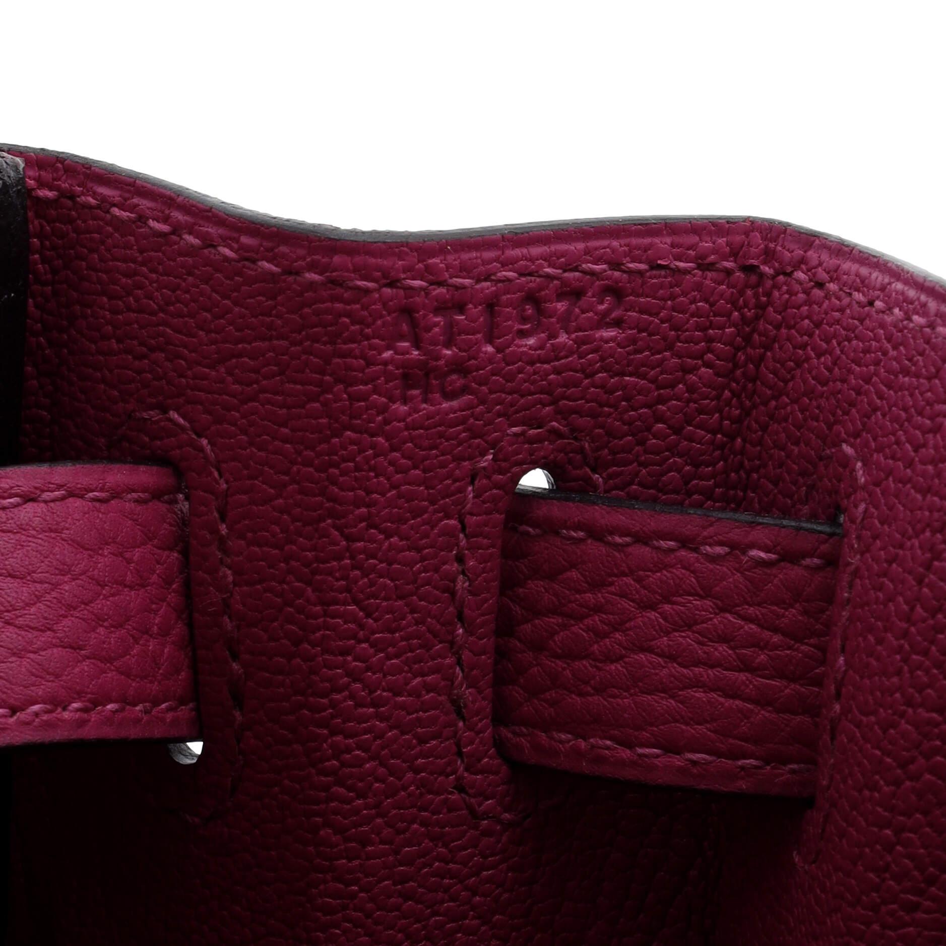 Hermes Kelly Handbag Rose Pourpre Togo with Palladium Hardware 28 For Sale 5