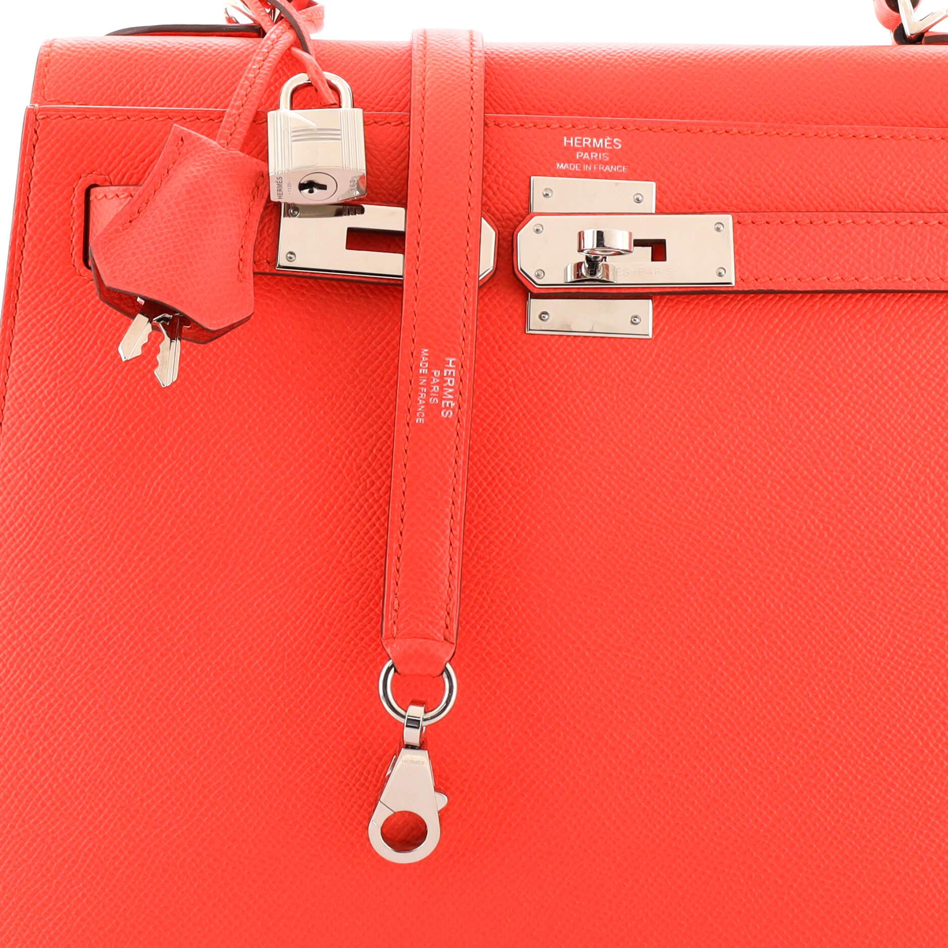Hermes Kelly Handbag Rose Texas Epsom with Palladium Hardware 28 3