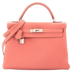 Hermes Kelly Handbag Rosy Togo with Palladium Hardware 32