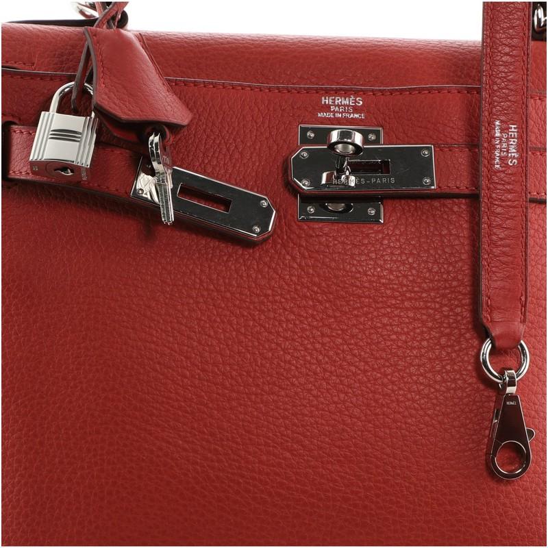 Hermes Kelly Handbag Rouge Casaque Clemence with Palladium Hardware 28 5