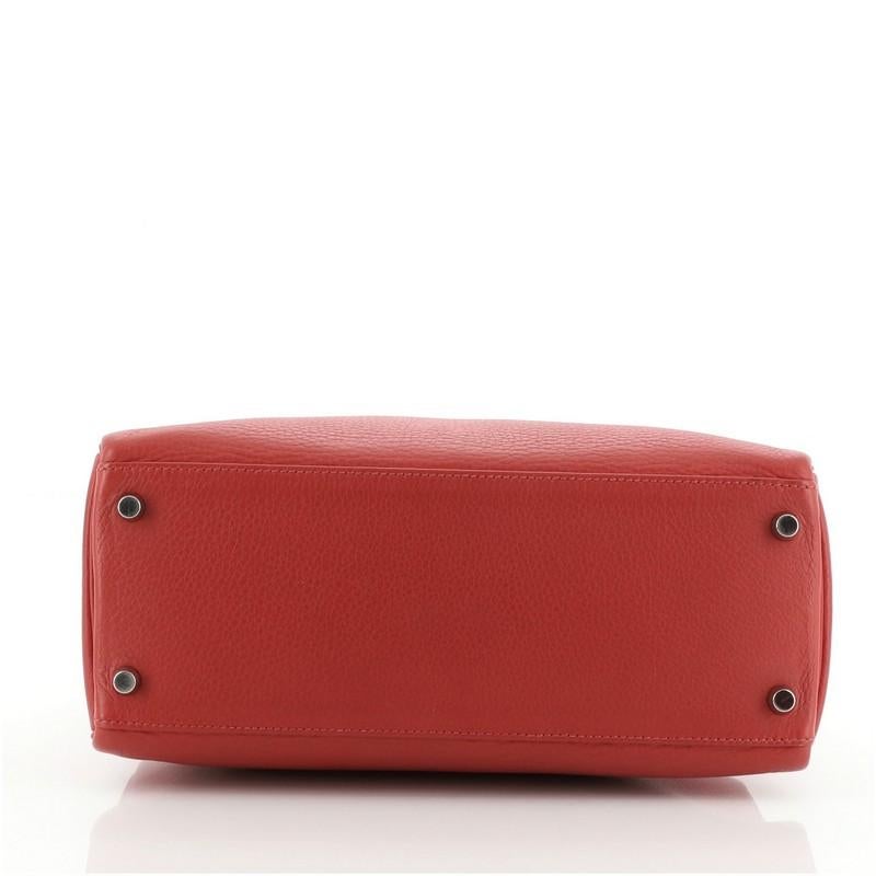 Women's or Men's Hermes Kelly Handbag Rouge Casaque Clemence with Palladium Hardware 28