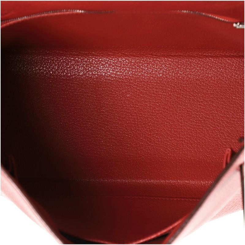 Hermes Kelly Handbag Rouge Casaque Clemence with Palladium Hardware 28 1