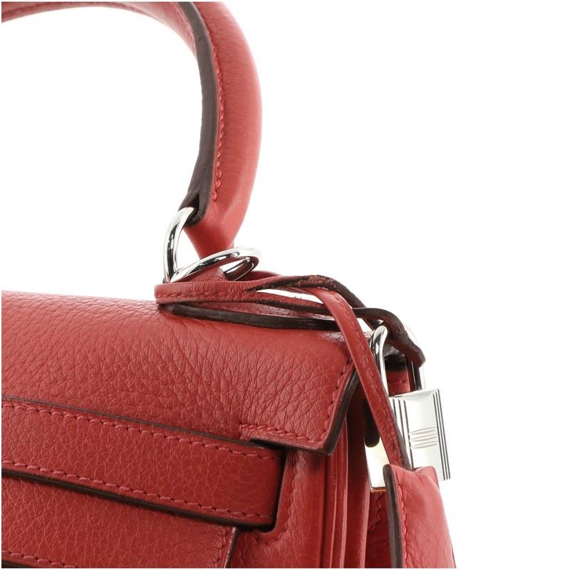 Hermes Kelly Handbag Rouge Casaque Clemence with Palladium Hardware 28 3