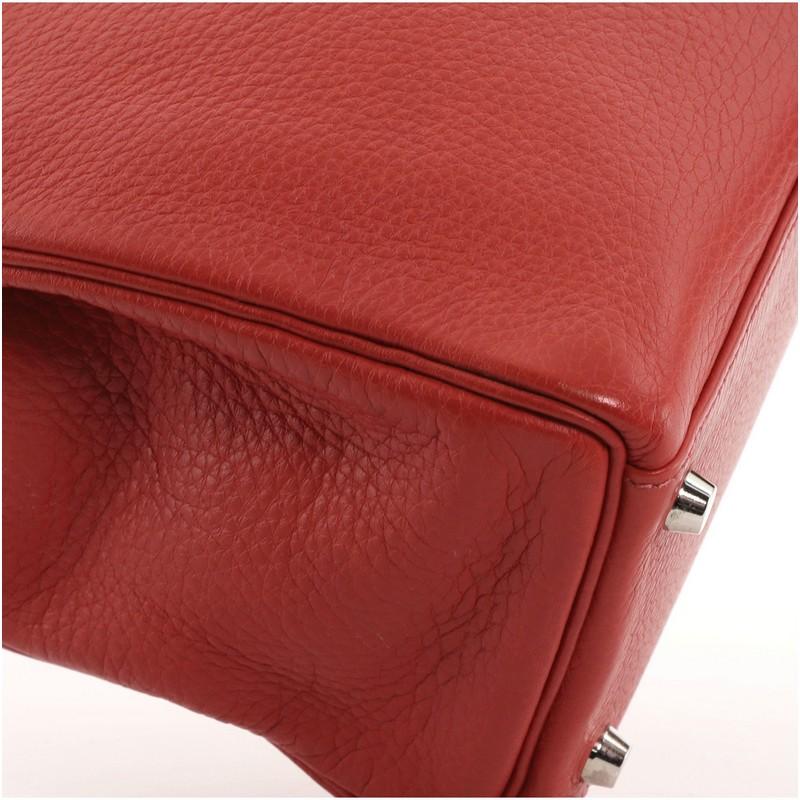 Hermes Kelly Handbag Rouge Casaque Clemence with Palladium Hardware 28 4