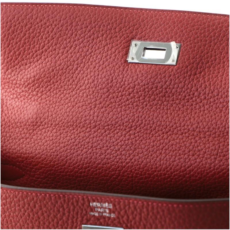 Hermes Kelly Handbag Rouge Casaque Clemence with Palladium Hardware 32 3