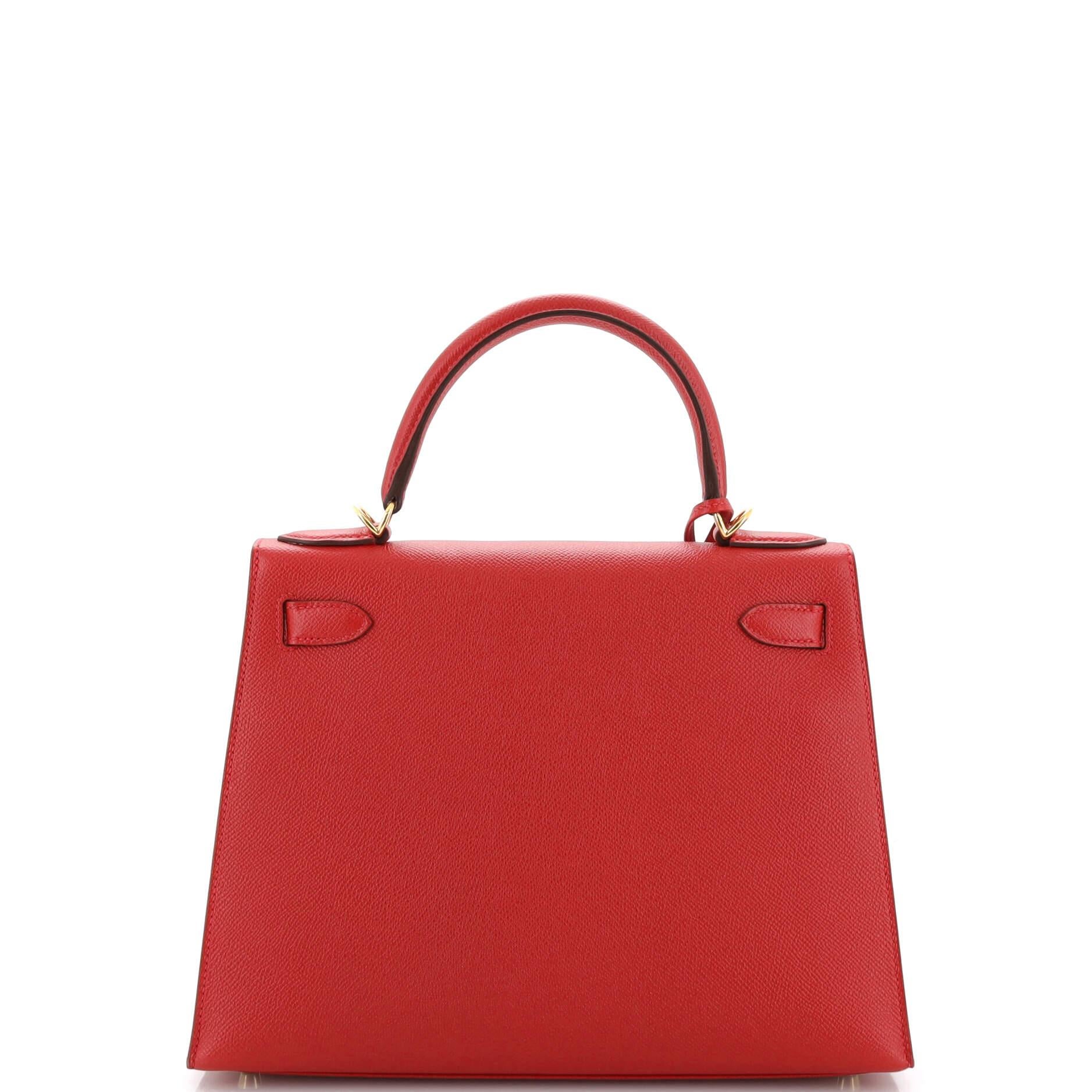 Hermes Kelly Handbag Rouge Casaque Epsom with Gold Hardware 28 In Good Condition In NY, NY
