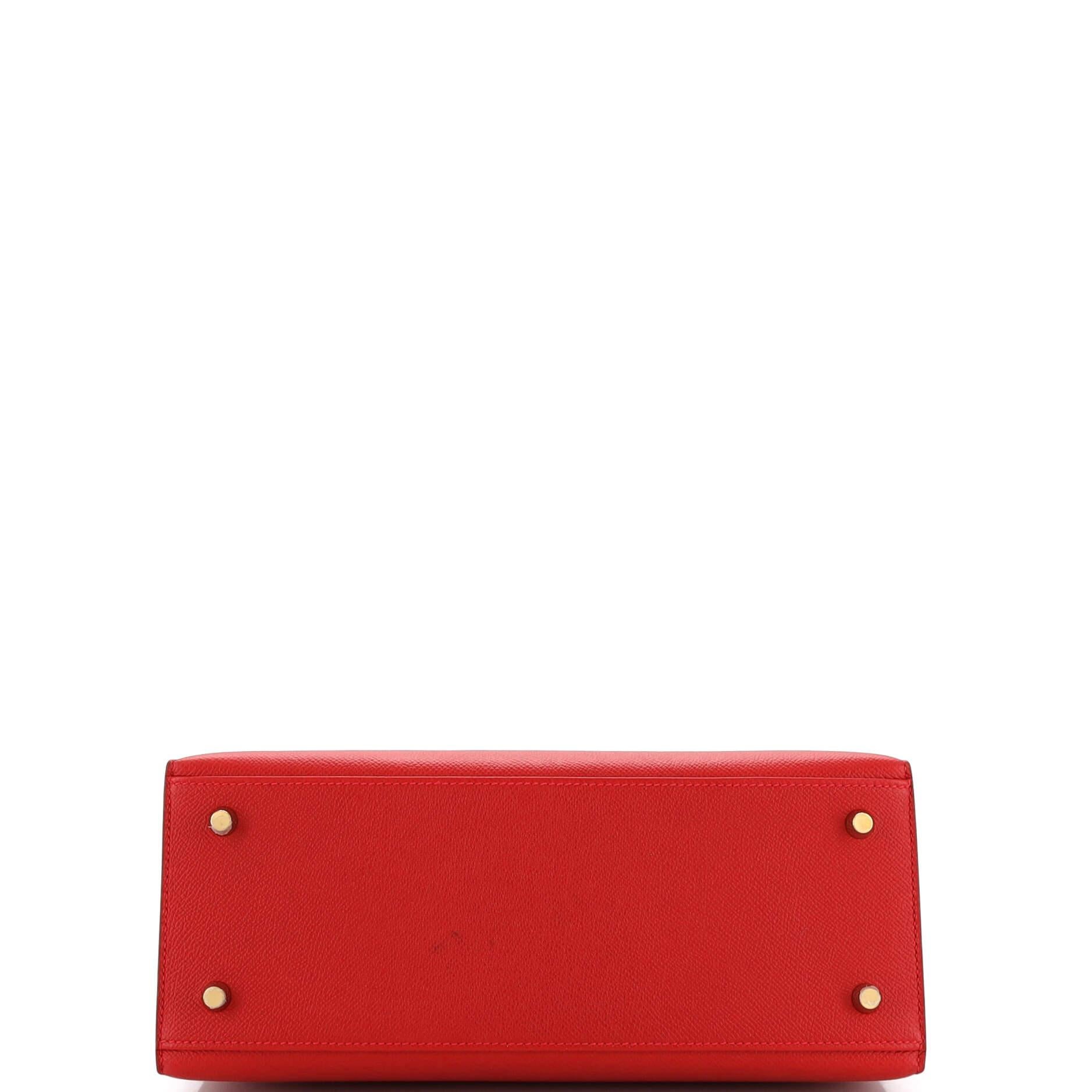 Women's or Men's Hermes Kelly Handbag Rouge Casaque Epsom with Gold Hardware 28