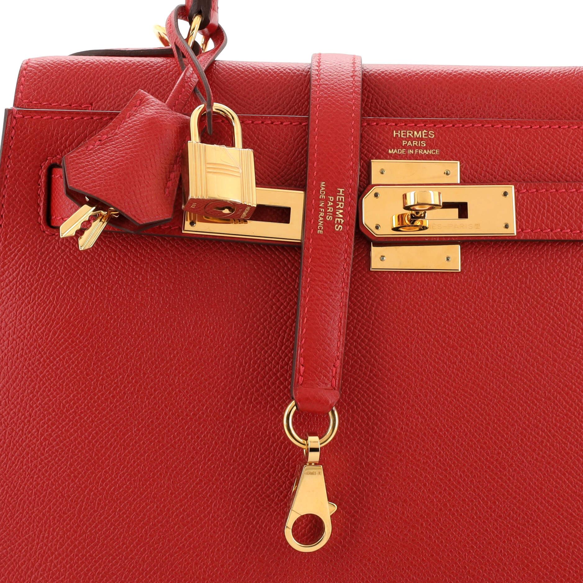 Hermes Kelly Handbag Rouge Casaque Epsom with Gold Hardware 28 2