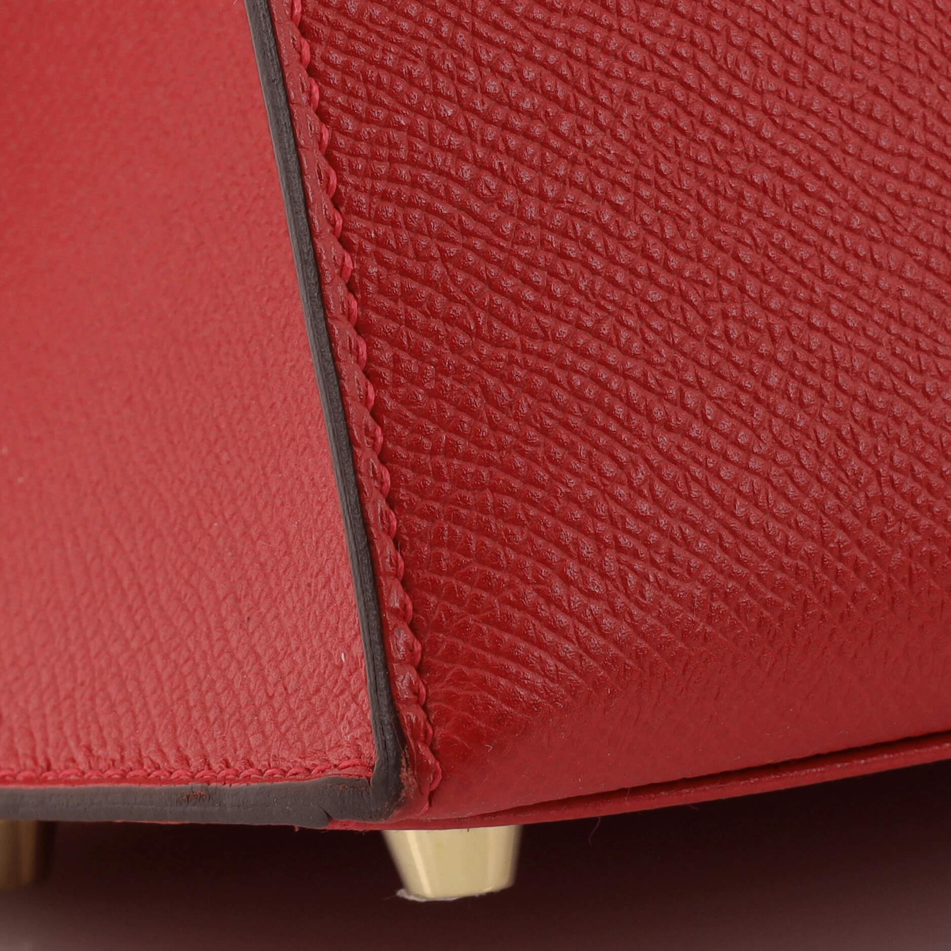 Hermes Kelly Handbag Rouge Casaque Epsom with Gold Hardware 28 3