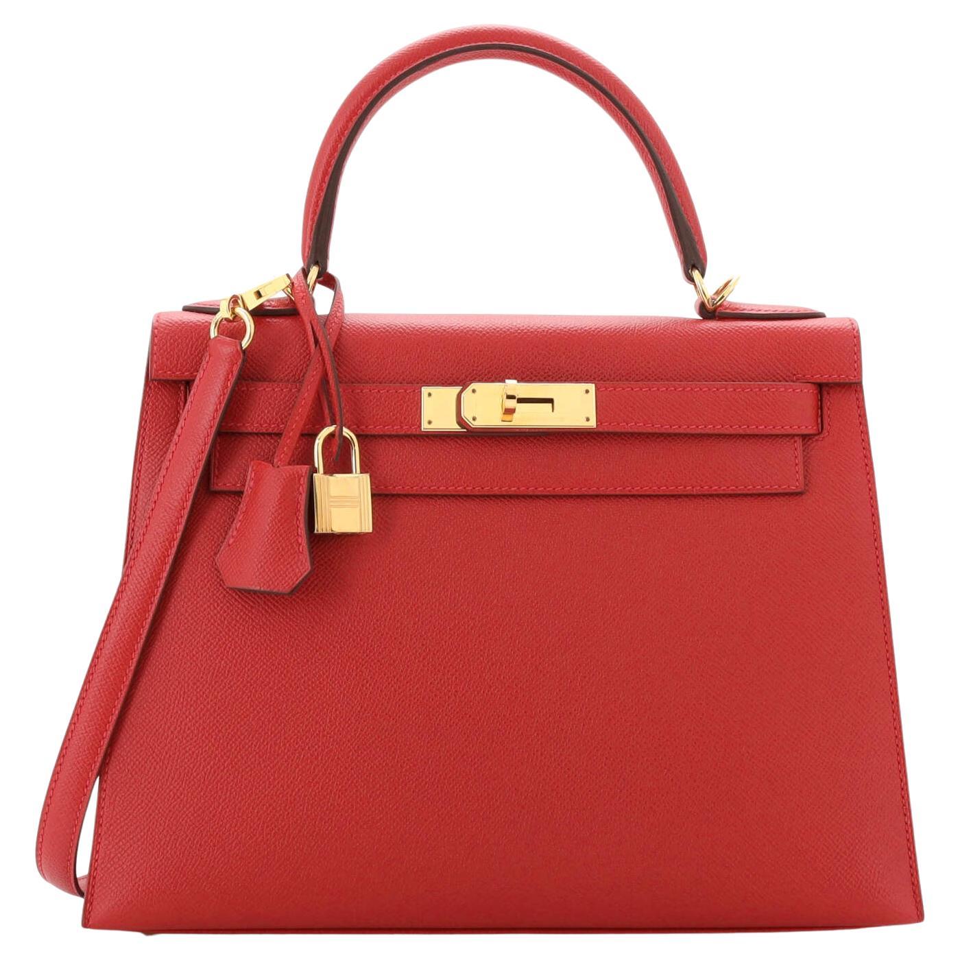 Hermes Kelly Handbag Rouge Casaque Epsom with Gold Hardware 28