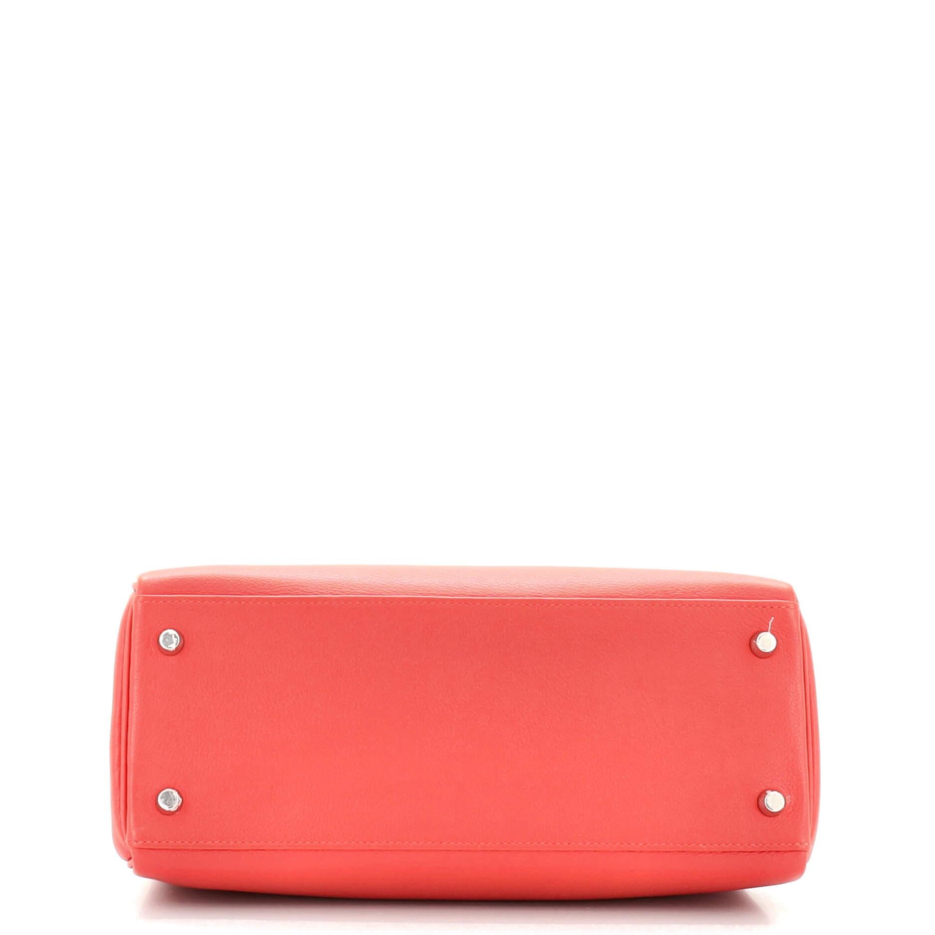 Women's or Men's Hermes Kelly Handbag Rouge Casaque Evercolor with Palladium Hardware 28