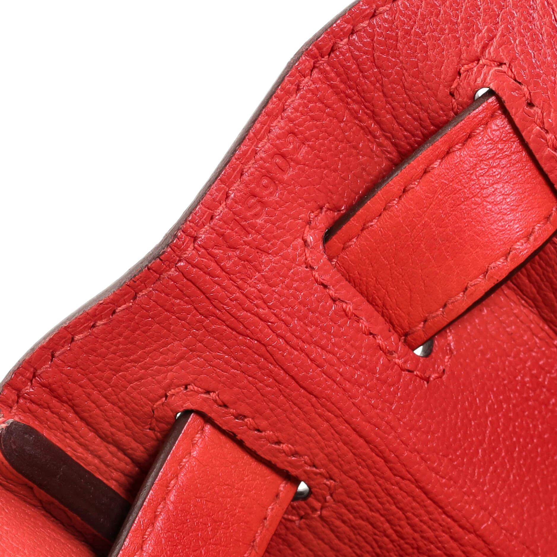 Hermes Kelly Handbag Rouge Casaque Evercolor with Palladium Hardware 28 4
