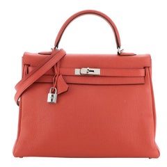 Hermes Kelly Handbag Rouge Casaque Togo with Palladium Hardware 35