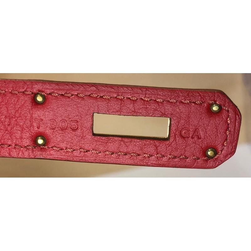 Hermes Kelly Handbag Rouge Garance Clemence With Gold Hardware 32  6