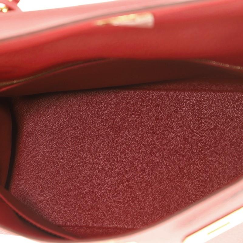 Hermes Kelly Handbag Rouge Garance Clemence With Gold Hardware 32  2