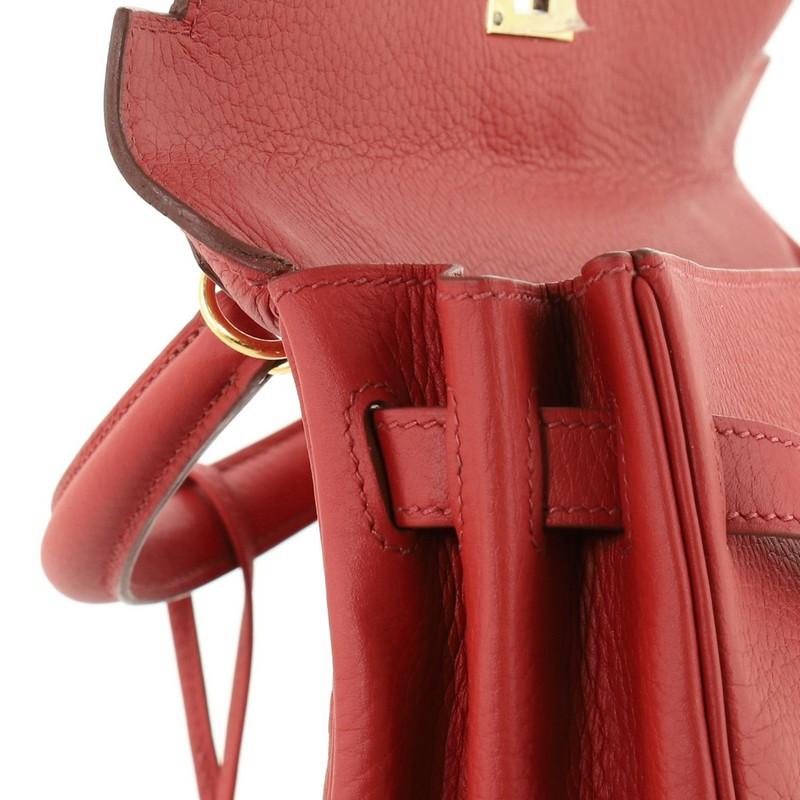Hermes Kelly Handbag Rouge Garance Clemence With Gold Hardware 32  4