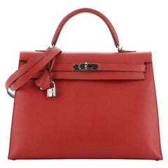 Hermes Kelly Handbag Rouge Garance Epsom With Palladium Hardware 35 