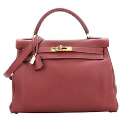 Hermes Kelly Handbag Rouge Garance Togo with Gold Hardware 32