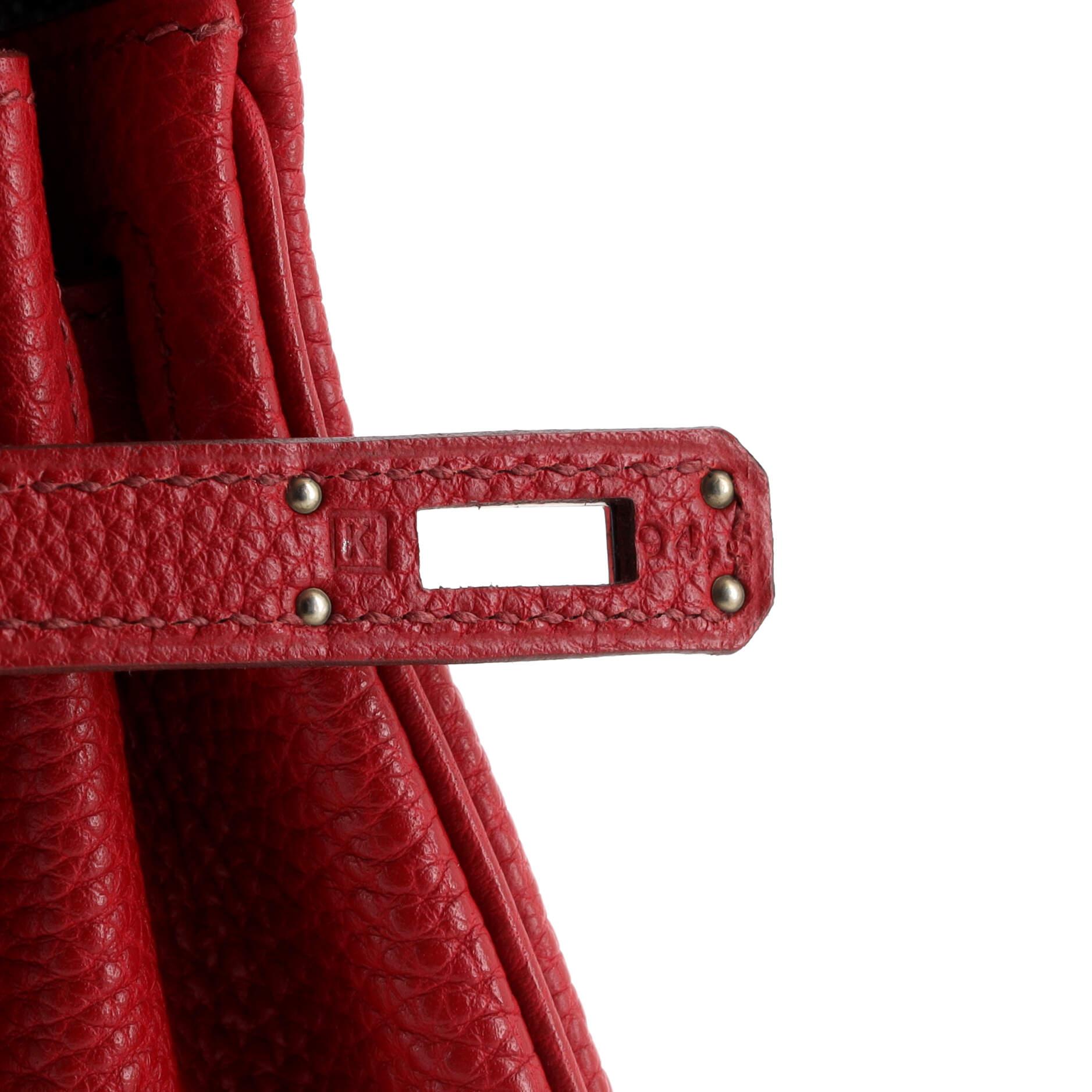 Hermes Kelly Handbag Rouge Garance Togo with Palladium Hardware 25 6