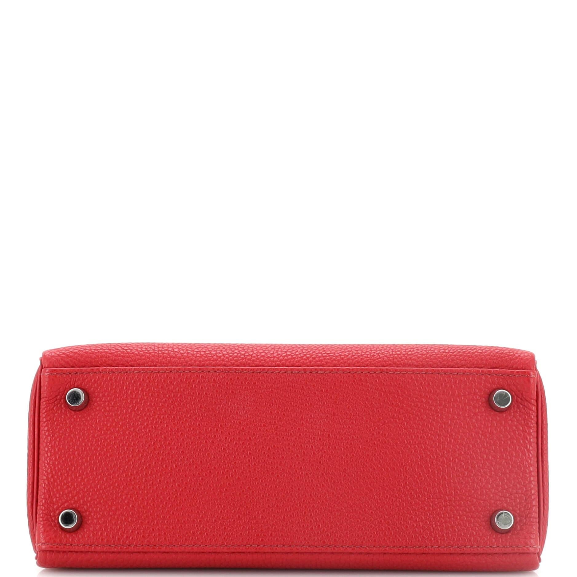 Hermes Kelly Handbag Rouge Garance Togo with Palladium Hardware 25 1