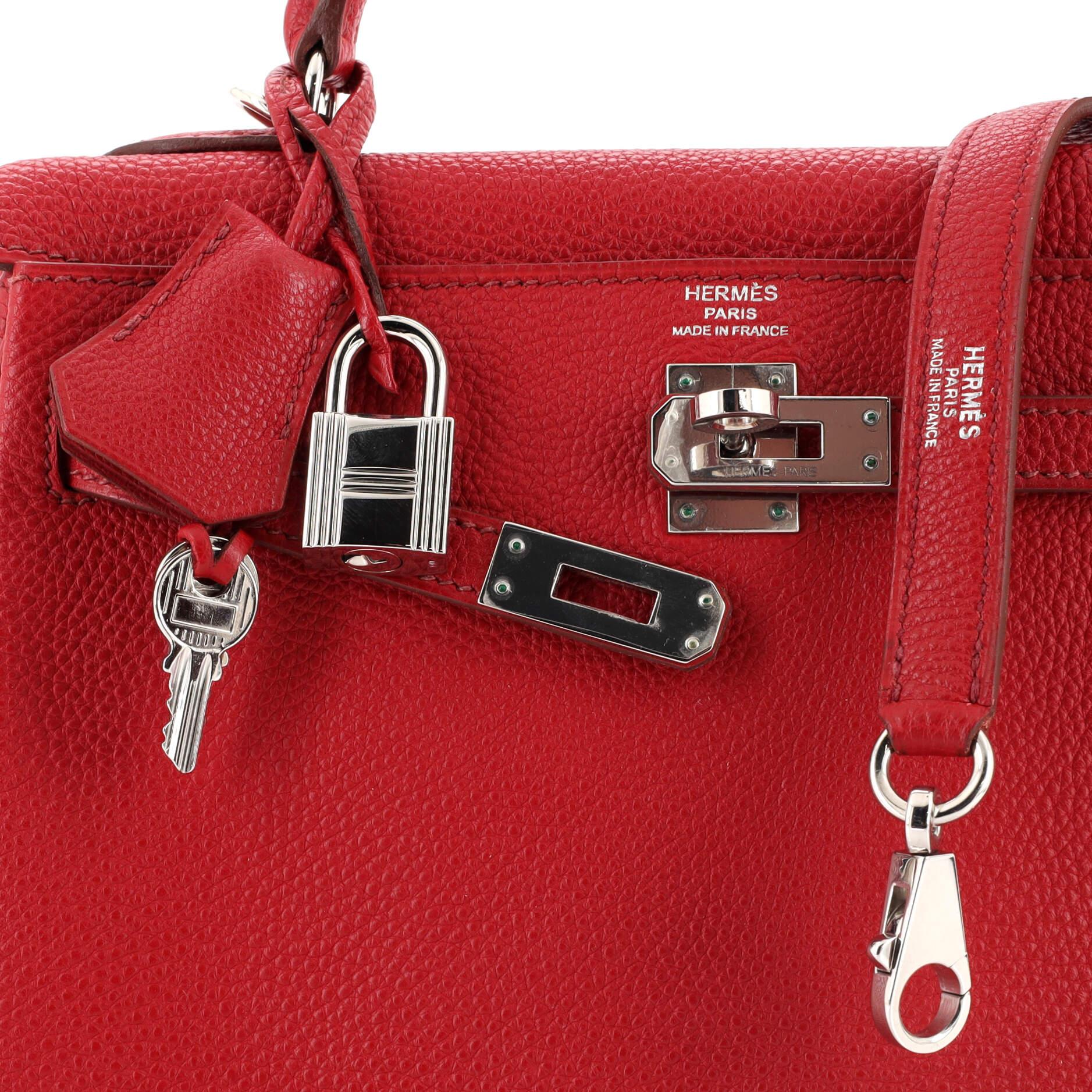 Hermes Kelly Handbag Rouge Garance Togo with Palladium Hardware 25 3